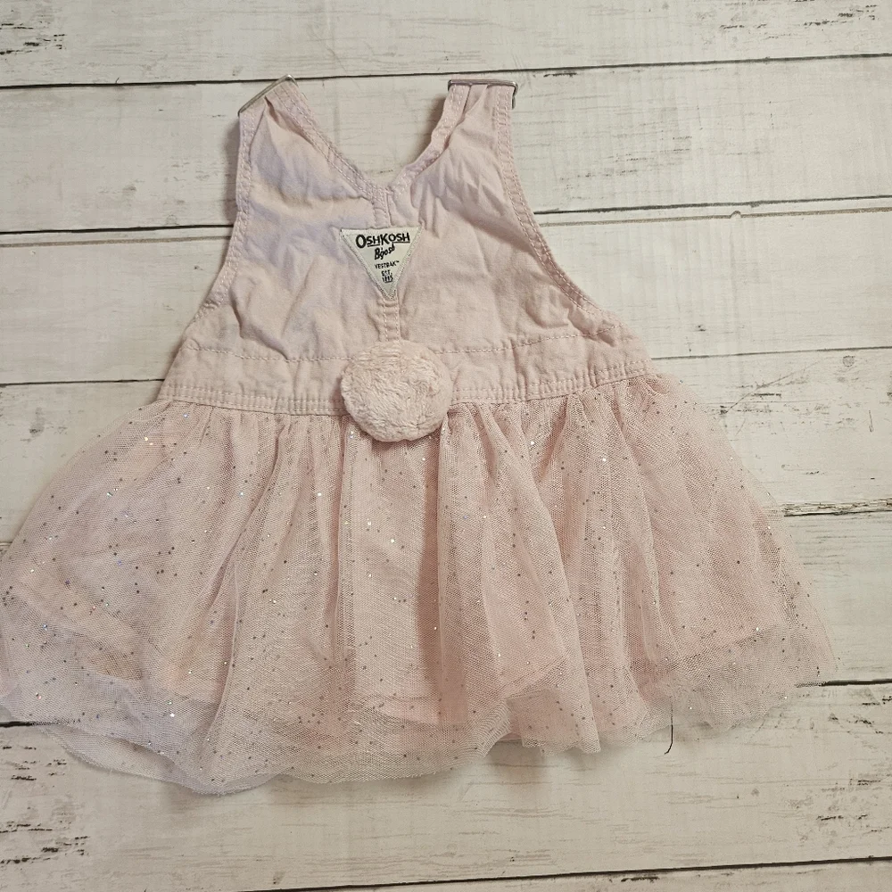 Oshkosh B'gosh Pink Bunny‎ Overall Dress 12 Months Fluffy Tail Spring Easter